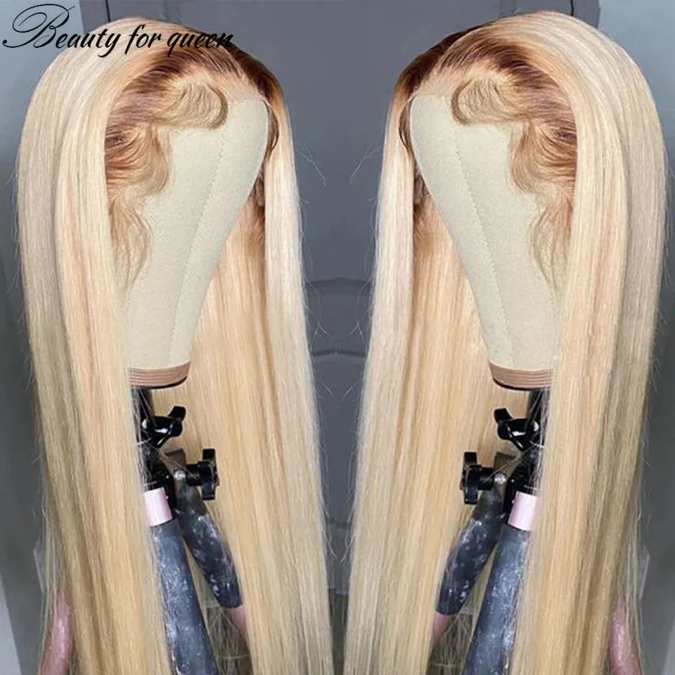 180 الكثافة 4T 613 مستقيم شفاف 13x4 الدانتيل الباروكات الأمامية البرازيلي الملونة باروكة من شعر طبيعي للنساء قبل قطعها تأثيري