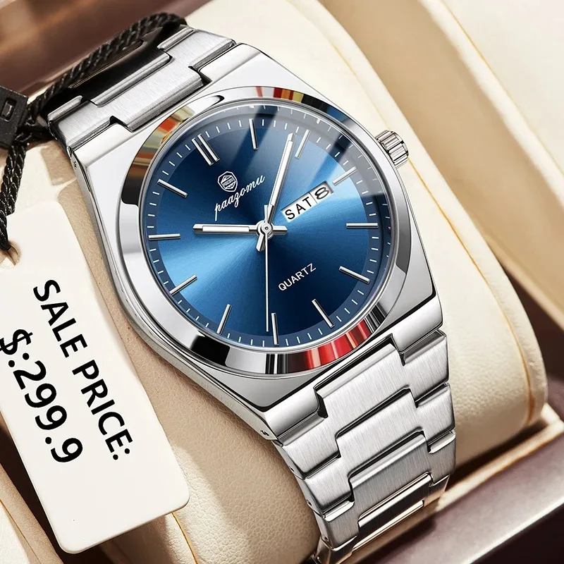 

Business Men Watches New Waterproof Stainless Steel Quartz Wrist Watch Man Luxury Silver Luminous Clock Top Male Relojes Hombre