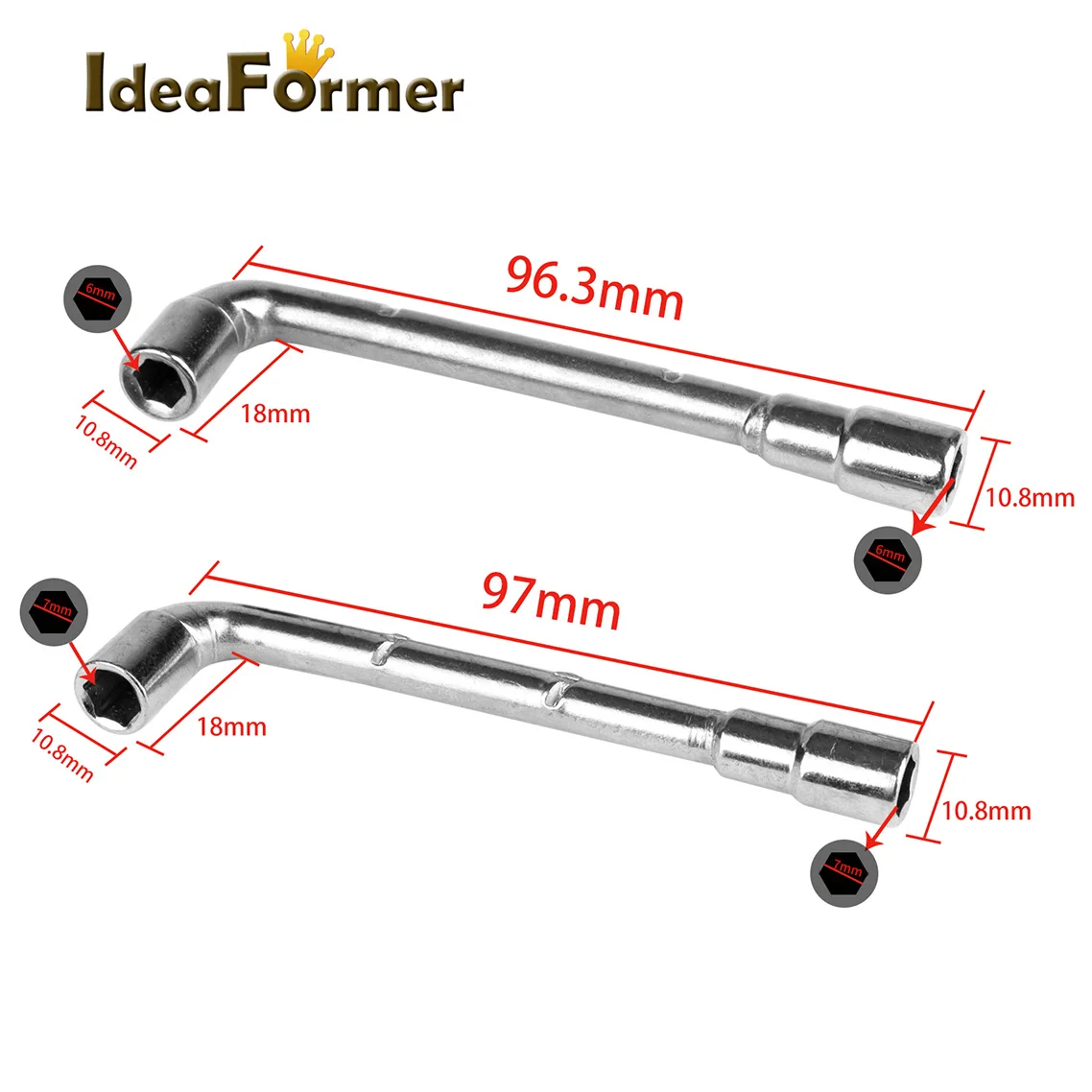 Pipe Socket Wrench L-shaped 6mm 7mm Perforated Elbow 7-shaped Hexagonal Double-Head Casing Wrench Tools For MK8/E3D Nozzle