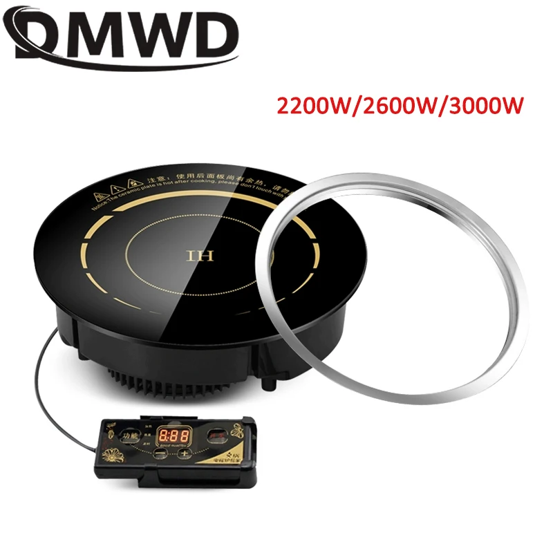 DMWD 2200W Round Electric Magnetic Induction Cooker Wire Control Black Crystal Panel Hotpot Cooktop Stove Cooktop Hot Pot Oven