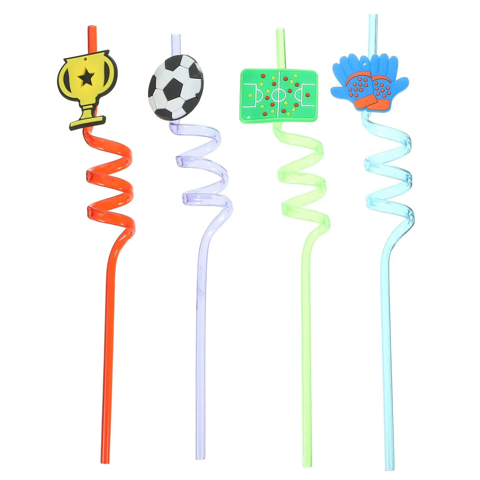 

12 Pcs Football PET Drinking Straws Party Juice Beverage Reusable Cartoon Straws Bright Color Birthday Boy Festival