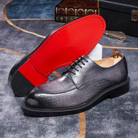 Homem de luxo vestido sapatos altura aumentada oxfords sapato genuíno couro crocodilo padrão elegante casamento calçados masculinos
