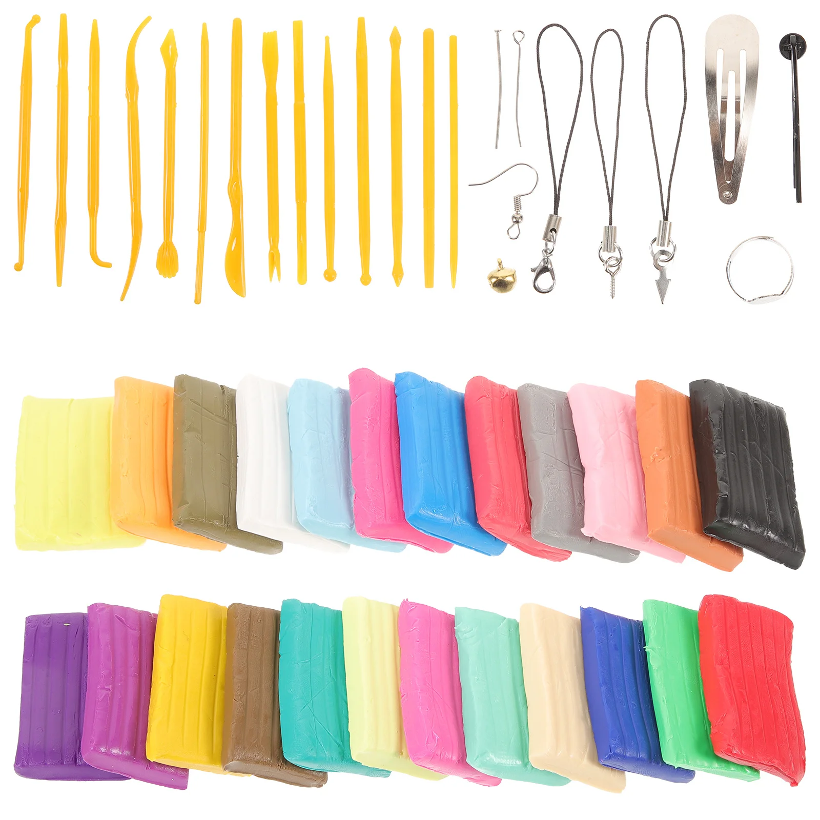 1 セット Diy カラフルなポリマー粘土キット彫刻ツールイヤリングキーホルダークラフトオーブンベイクモデリング粘土子供大人マルチカラー