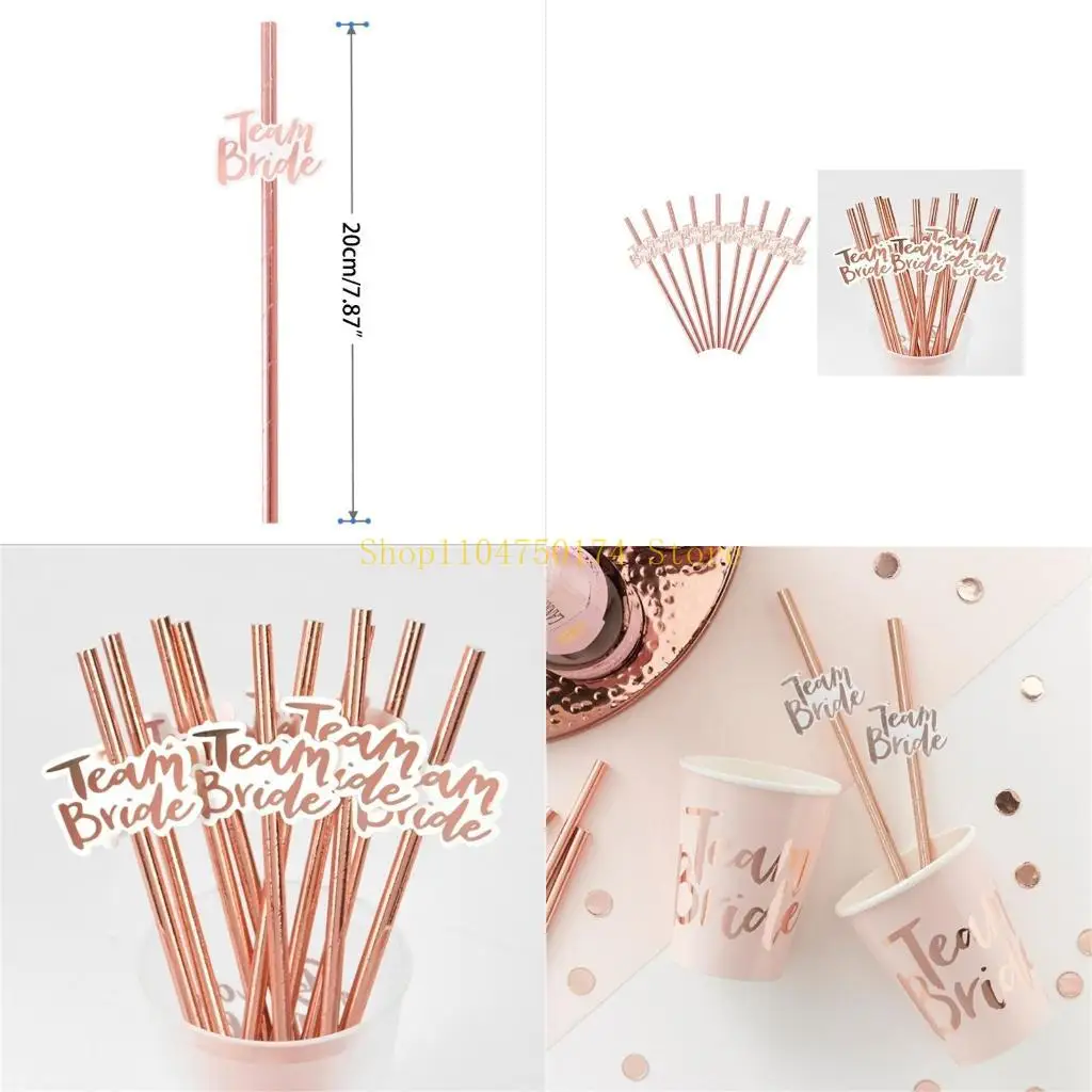 Juego de 12 Pajitas de Papel para Beber con Diseño de Equipo de Novia, Artículos para Fiestas de Boda, Artículos para Fiestas de Baby Shower, Artículos para Fiestas de Boda de Equipo de Novia, Artículos para Fiestas de Novia