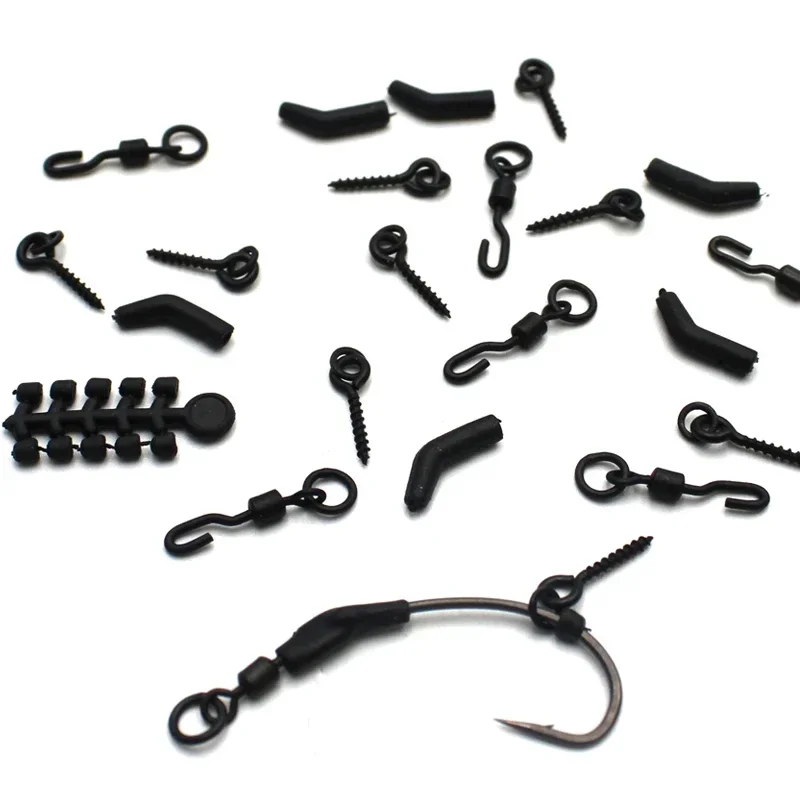 

24 Pieces Carp Fishing Spinner Rig Kit Spinner Rig Quick Change Swivel Hair Ronnie Rig Hook Kicker Bead Fishing Tackle Equipment