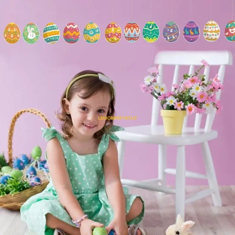 N58c 12pieces праздничные висящие яиц украшения красочные потолочные украшения подвески