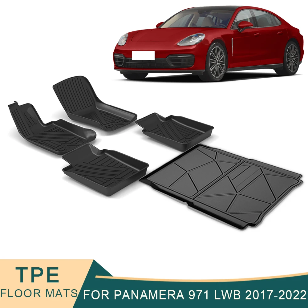 For Porsche Panamera 971 LWB 2017-2022 Auto Car Floor Mats All-Weather TPE Foot Mats Odorless Pad Tray Mat Interior Accessories