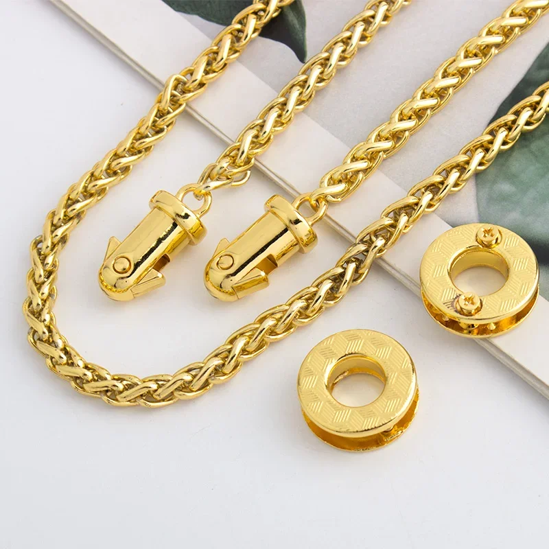 1Set K Gold Tote Bags Snake Handle Locks Handbags Purse Shoulder Replacement DIY Chain Clasps Buckles Hardware Accessories