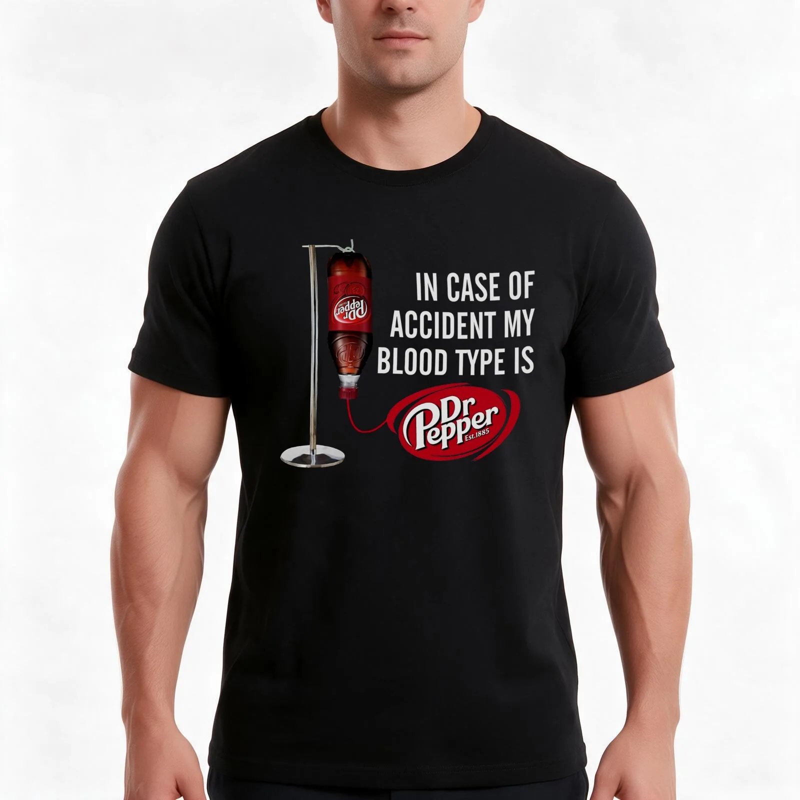 in Case of Accident My Blood Type is Dr Pepper T-Shirt, Summer Casual Cotton Tee, Oversized Streetwear Tops, Unisex Men Women