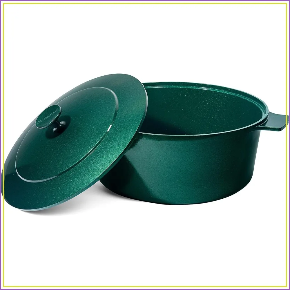 

6.5 Quart Ultra Nonstick Dutch Oven Pot with Lid, Lightweight Aluminum, Oven Safe, Emerald Green