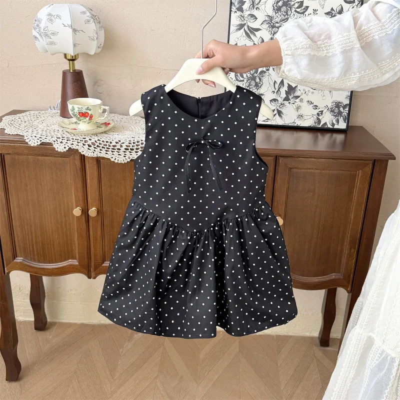 

Children's Dress New Summer Girls Cute Fashion Polka Dot Tank Dress Korean Style Baby Princess Dress