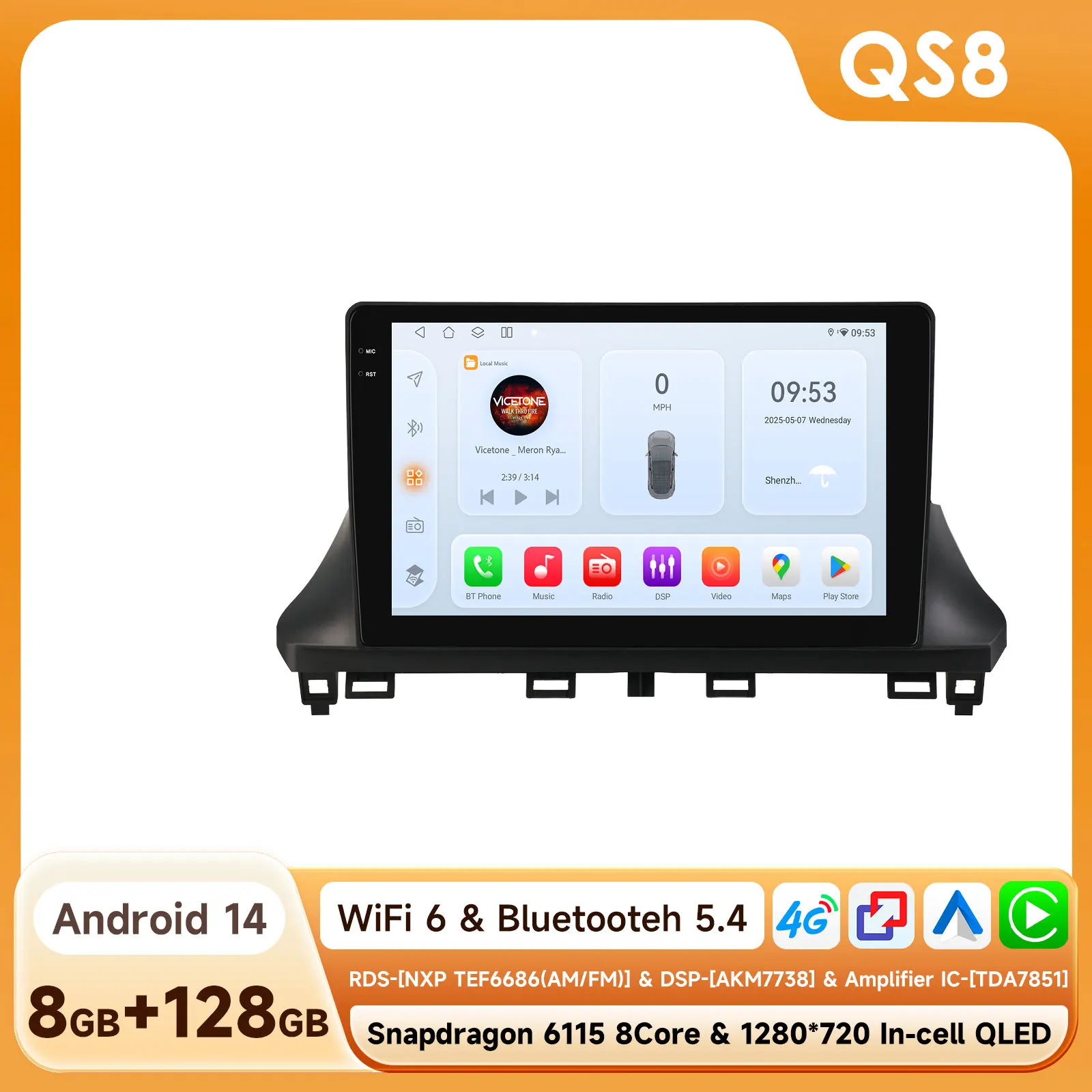 AURA AI Voice 2K multimediasysteem voor in de auto, geschikt voor Fiat Scudo/Opel Vivaro/Citroën Jumpy/Toyota Proace/Peugeot Traveller/Expert 2024 - 2026, met CarPlay, Android Auto, radio, 7870, 4G,