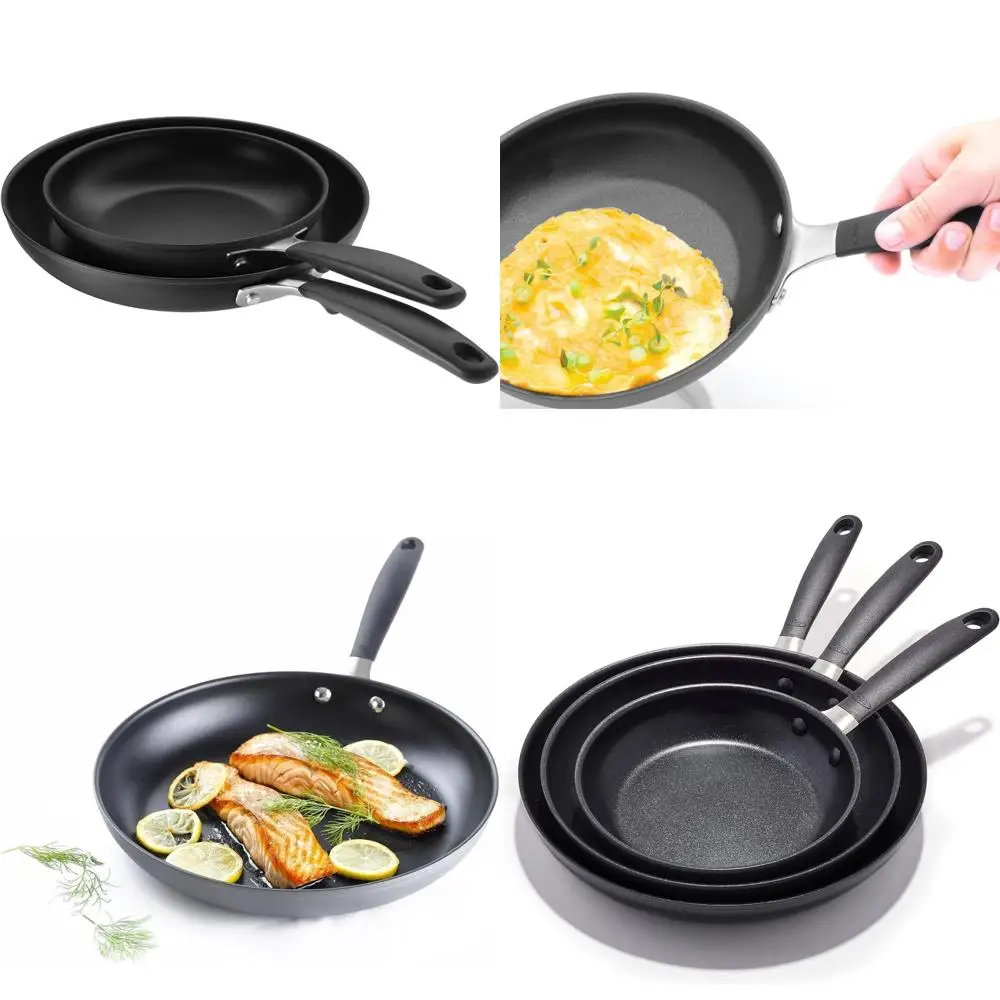 

Набор сковородок с антипригарным покрытием, не содержащей PFOA, 8 и 10-дюймовый, черный, идеально подходит для приготовления пищи