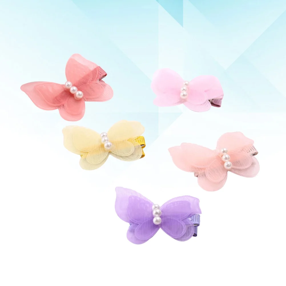 

10 pcs Kids Hair Clips Girls Sequins Hairpins Lovely Accessories Pearl Mesh Bow Decorated Safe Materials Toddler Fashion