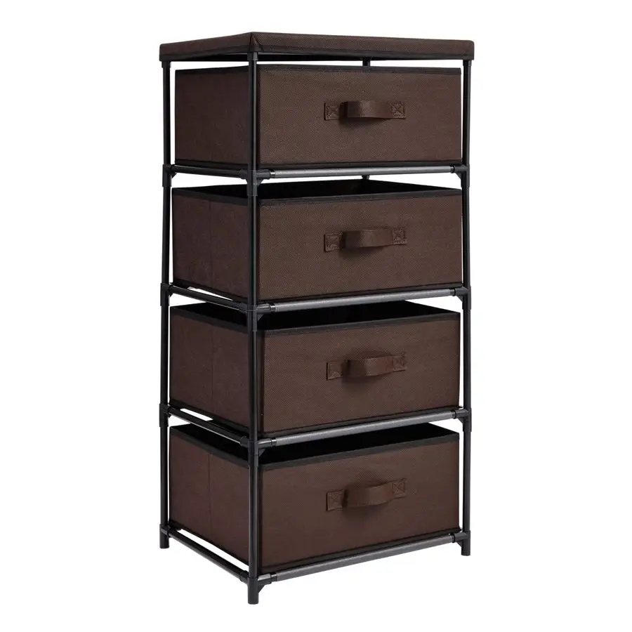

4Tier Closet Organizers amp Storage Dresser 16.5 in L x 13 in W x 33 in H, Dark Brown, Modern Fabric Drawers for Bedroom Storage