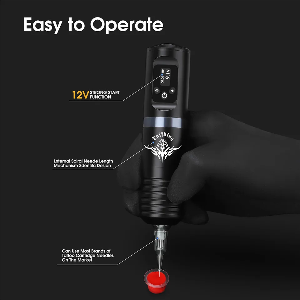 Portable Tattoo Machine Kit With 1600mAh Lithium Battery Power