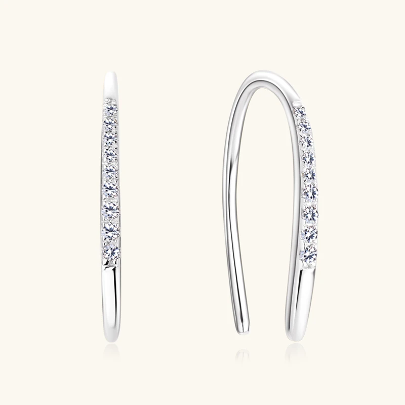 Prawdziwe 100% srebrne kolczyki 925 Moissanite diamentowe kolczyki w kształcie litery U dla kobiet walentynki przyjęcie nowa biżuteria prezent urodzinowy