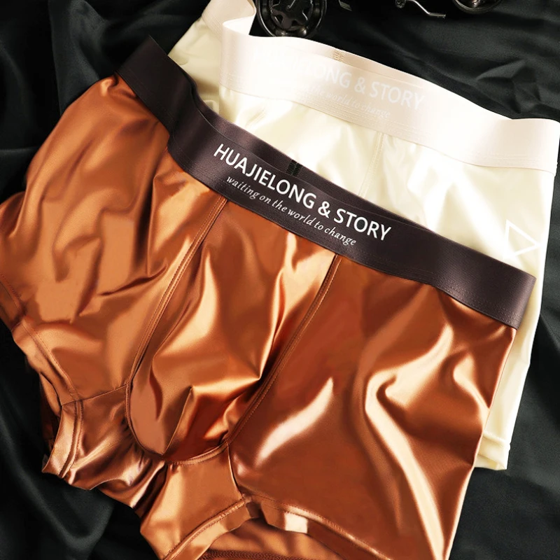

Men's Satin Underwear Silky Smooth Shiny High Luxury Breathable U Convex Pouch Boxer Shorts Lingerie Sexy Homme 남성쿨팬티
