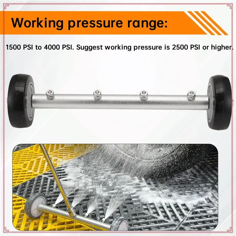 

16 Inch High Pressure Car Chassis Washer Undercarriage Cleaner 4000Psi Water Broom 2In1 Surface Cleaning Wands