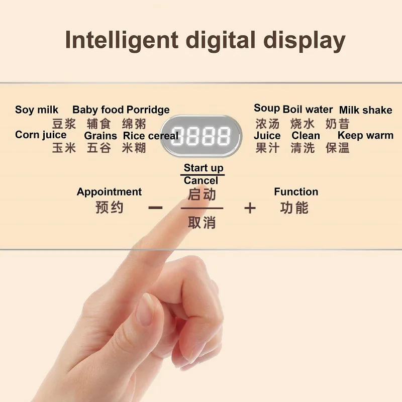 1.5L Geplaveide Sojamelk Machine 20 Blade Muur Breken Machine Elektrische Juicer Auto Verwarming Stille Rijstpasta Machine 600 W