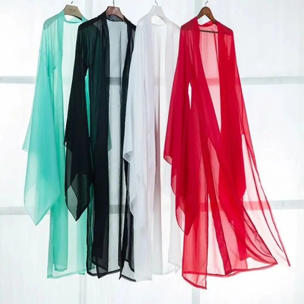 เสื้อแขนยาว Hanfu เสื้อสเวตเตอร์ถัก Tang Dynasty บางจีนแขนเสื้อชีฟองจีนแบบดั้งเดิม Hanfu Overcoat ทุกวัน