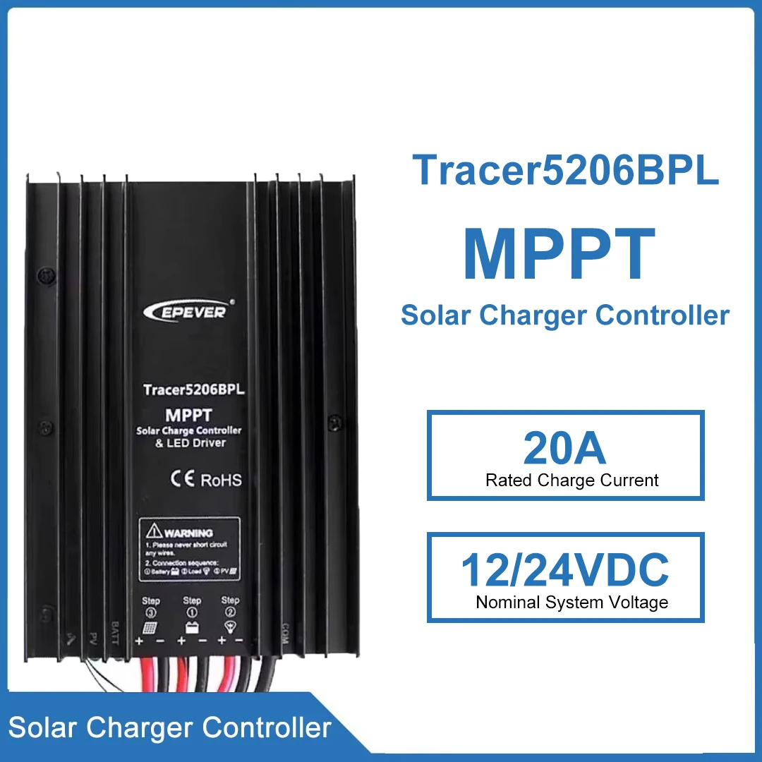 

Контроллер MPPT 20A Tracer5206BPL Контроллер заряда солнечной энергии Макс. входное напряжение Pv 60 В Поддержка нескольких режимов управления нагрузкой