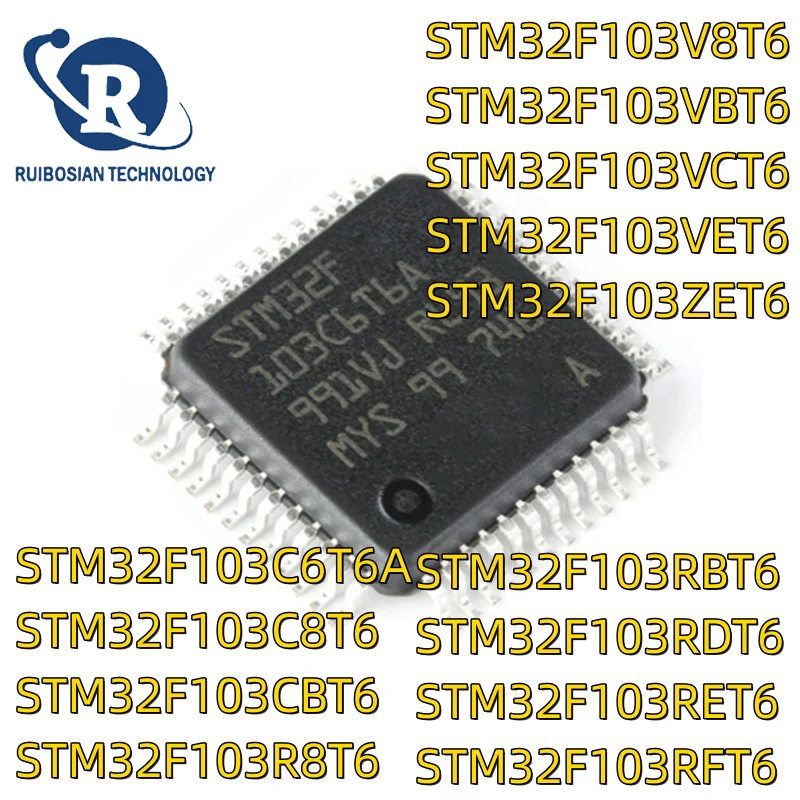 100% original STM32F103C8T6 STM32F103CBT6 STM32F103RCT6 STM32F103 R8T6 RBT6 RET6 V8T6 VBT6 VCT6 VET6 IC MCU STM32 FLQFP-48 Chip