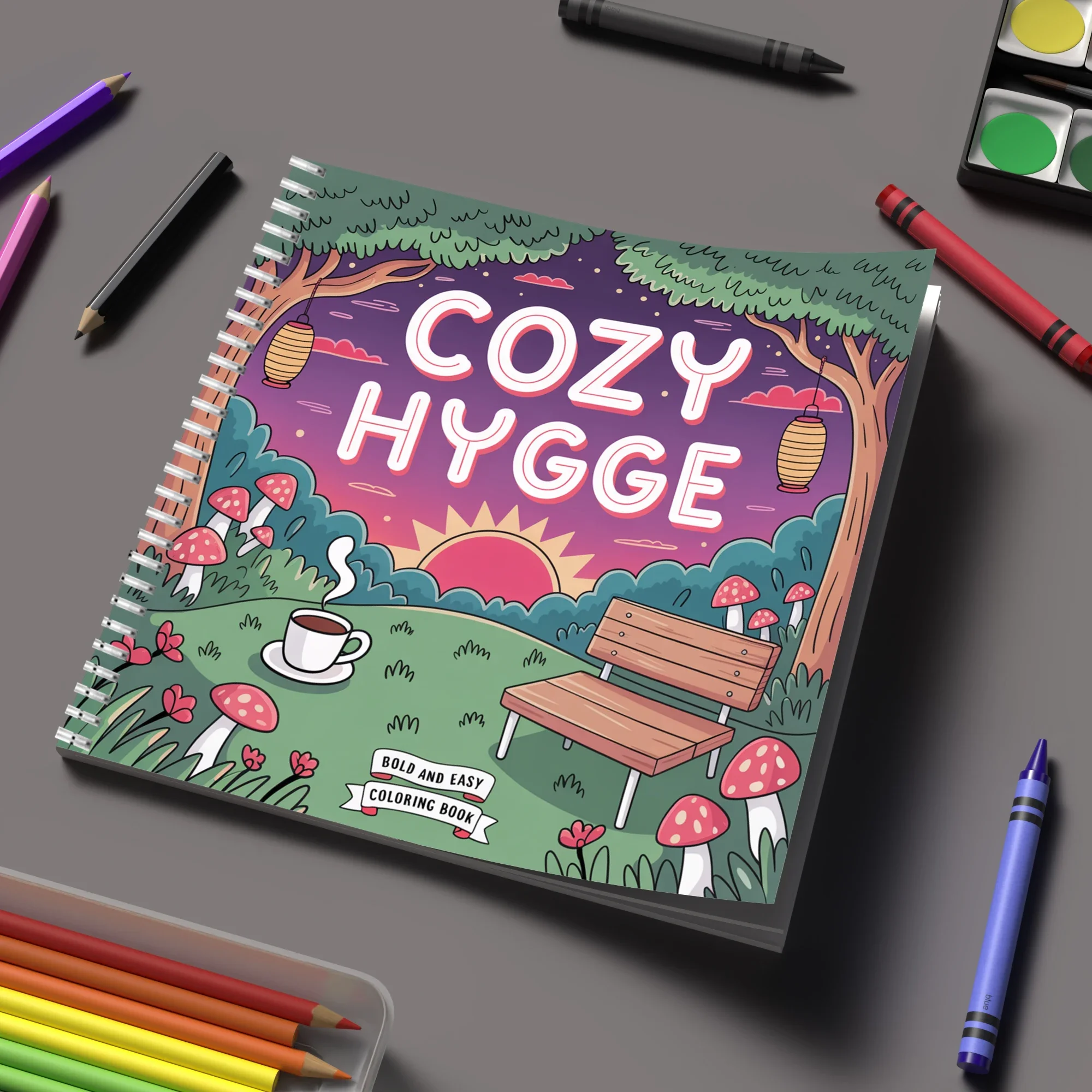 Libro para Colorear Cozy Hygge para Adultos, Regalo de Cumpleaños, Material Escolar, Libro de Dibujo Bonito para Adultos