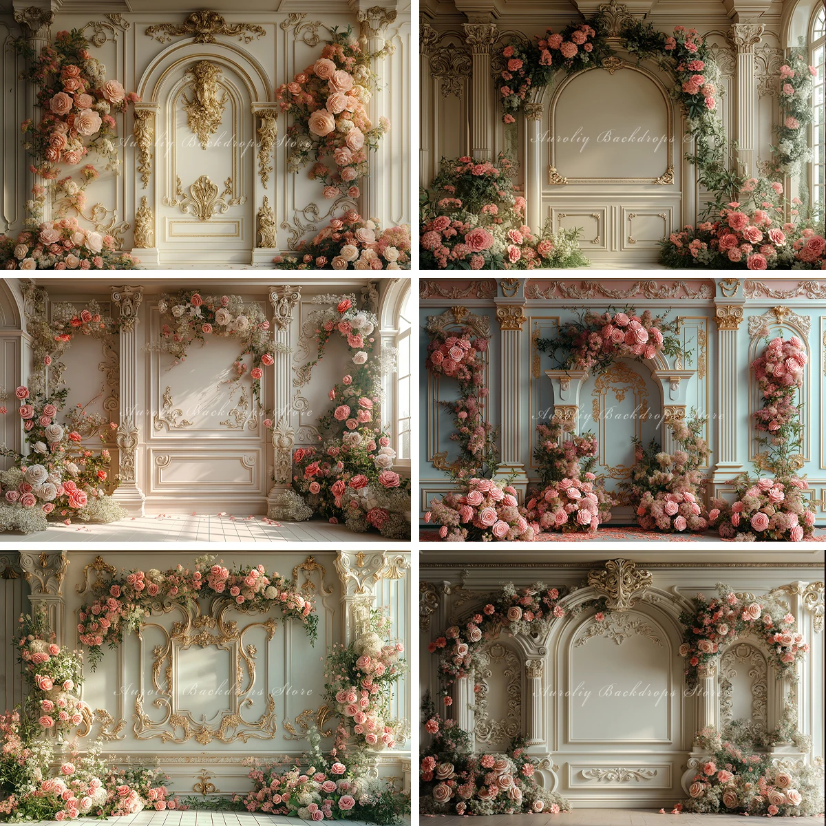 Retro Palace Backgrounds Wall Flower Arch Kids Adult Photography Props Child Baby Classic Scenes Decors Photo Studio Backdrops