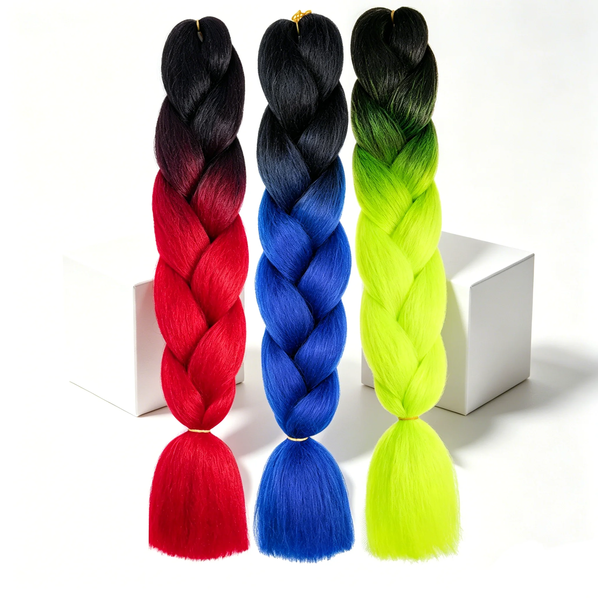 jeedou Braids Hair Extension Rainbow Ombre Color Braiding Hair DIY Crochet Hair for Cosplay Daily Use Synthetic Hairpiece