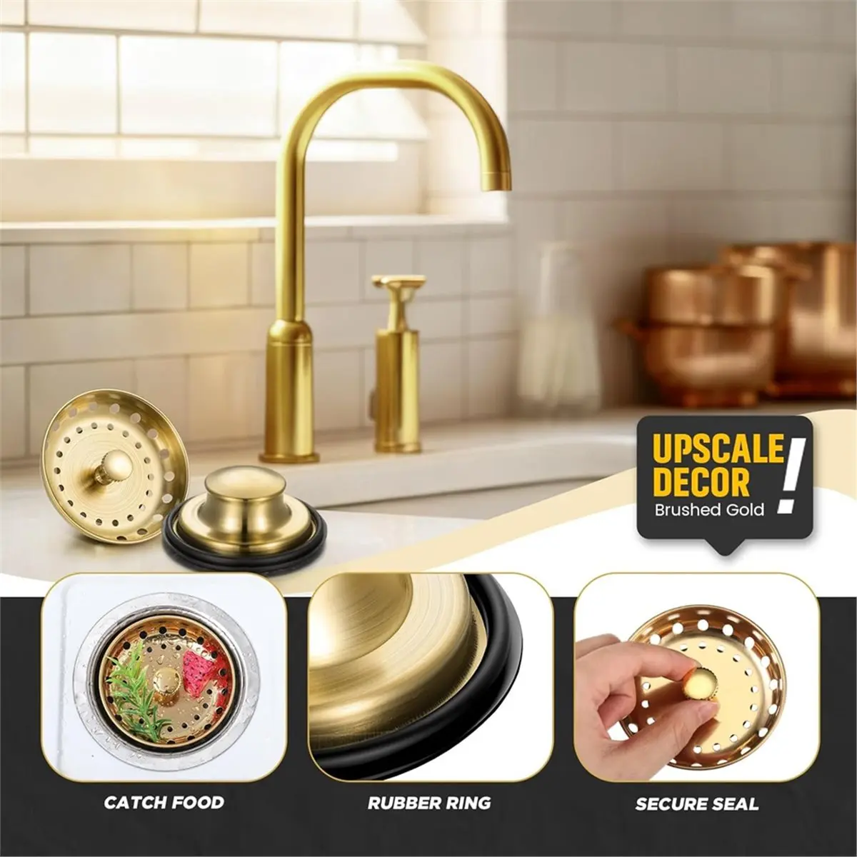 2 Pcs 3.5 Inch Kitchen Sink Strainer Stopper Stainless Steel Garbage Disposal Plug Sink Drain Strainer Basket Stopper