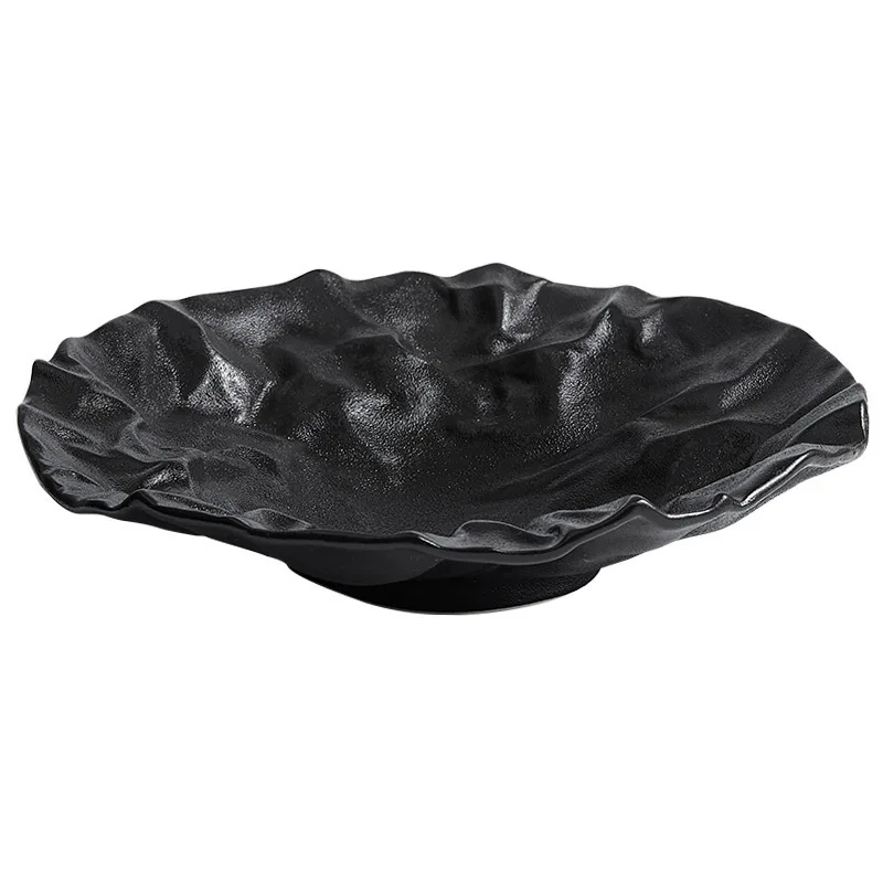 New Wrinkle Deep Dish Plate High End Ceramic Dinnerware for Western Salad Luxury Tableware