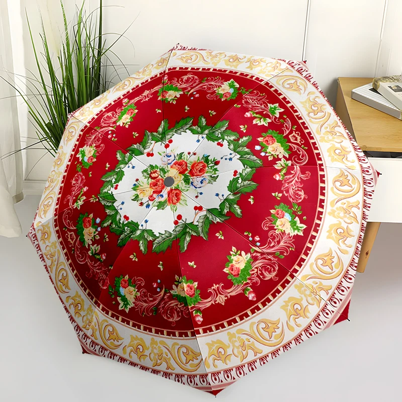 

Складной зонт на рождественскую тематику — модный автоматически открывающийся дизайн, 8 железных ребер, пластиковая ручка, складной солнцезащитный козырек, идеальные подарки