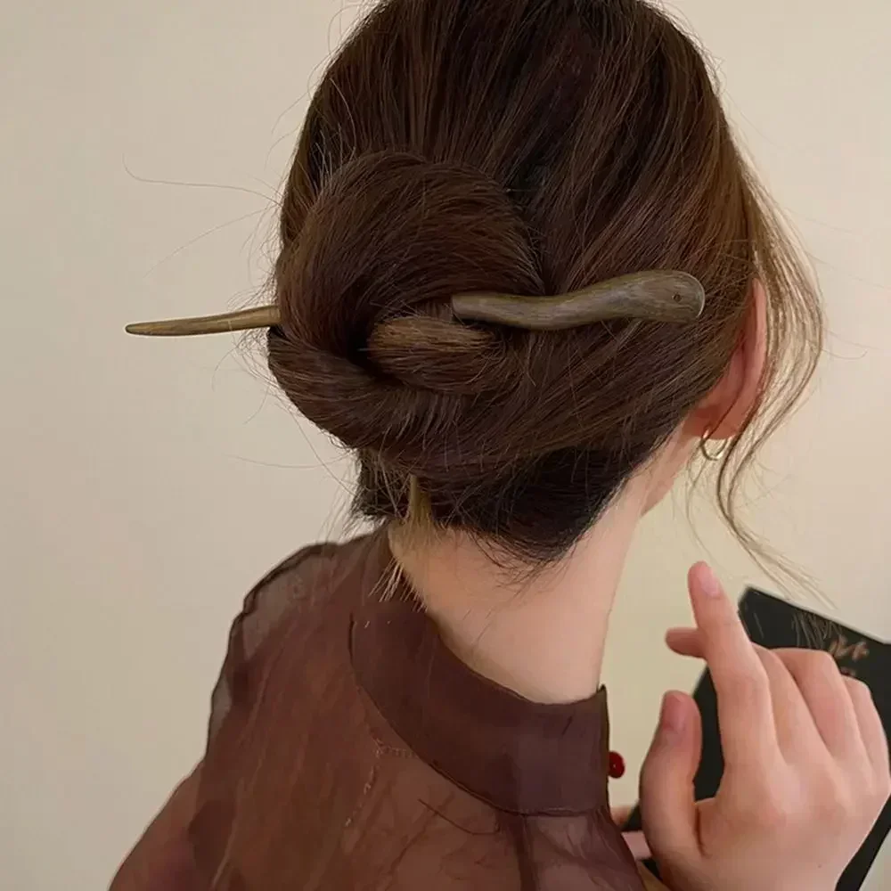 

Fashion Hairpin Chinese Traditional Long Wooden Hair Sticks for Women Retro Simple Antique Hanfu Cheongsam Headdress Accessories