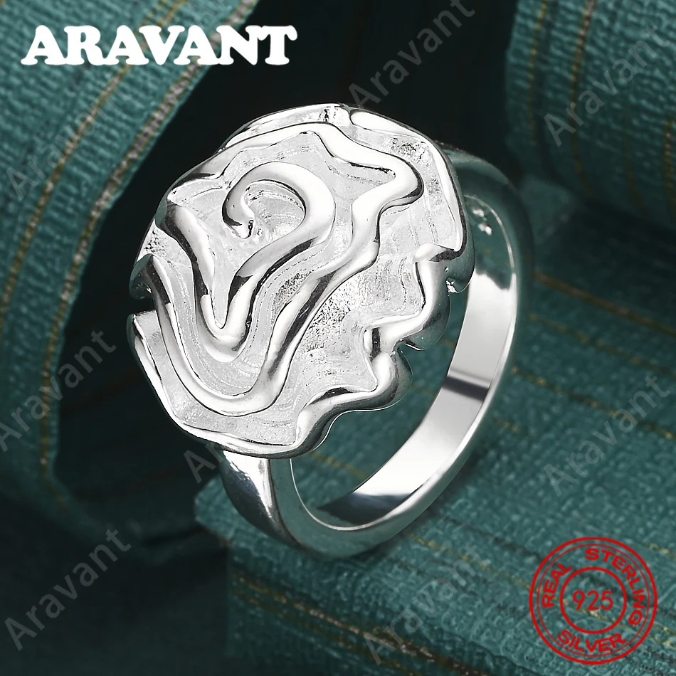 

Кольцо с розой из стерлингового серебра 925 пробы (6-10) # Простой и элегантный повседневный аксессуар для женщин