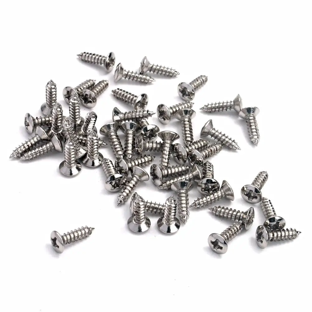 

10 Pcs Bass Guitar Pickguard Plate Mounting Screws 3x12mm Cavity Cover Jack Cover Plate Screw for Electric Guitar Bass (Silver)
