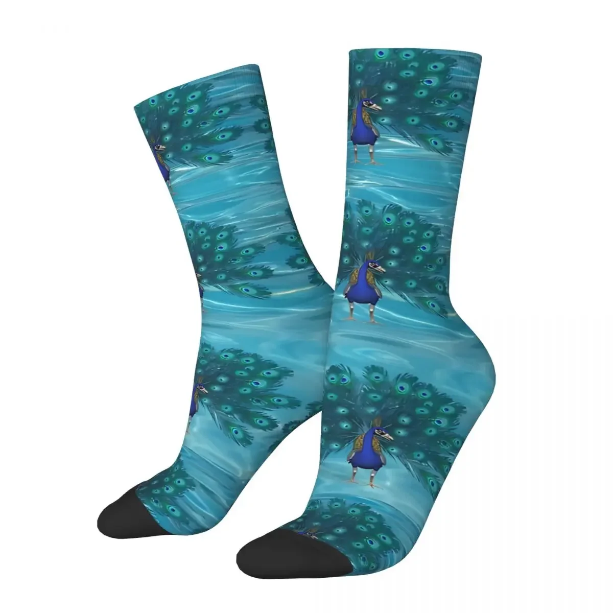 Vintage Peacock Men's Socks Feathers Unisex Street Style Pattern Printed Happy Crew Sock Gift