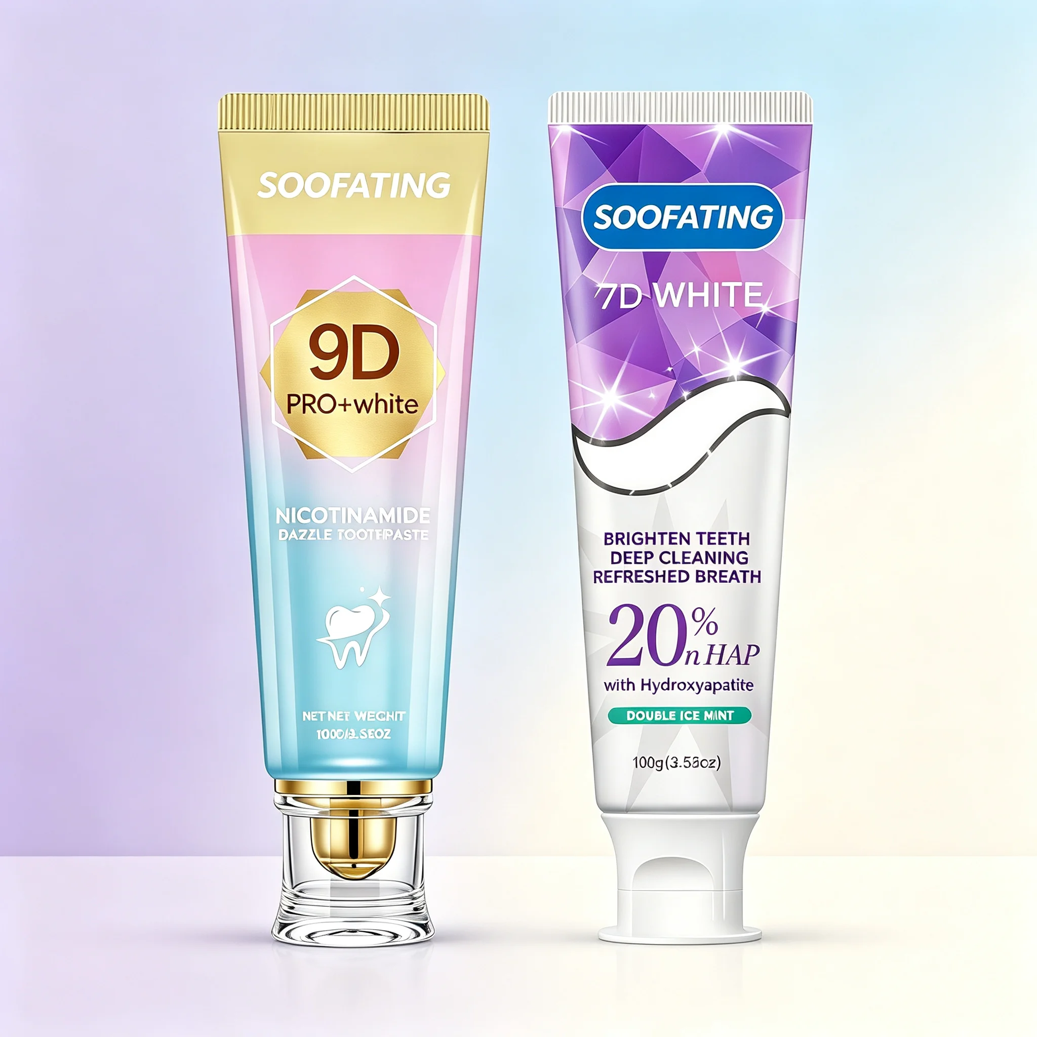 SOOFATING 2 Pack Whitening Toothpaste Set, Niacinamide & Hydroxyapatite Oral Care, Deep Clean Fresh Breath, 100g