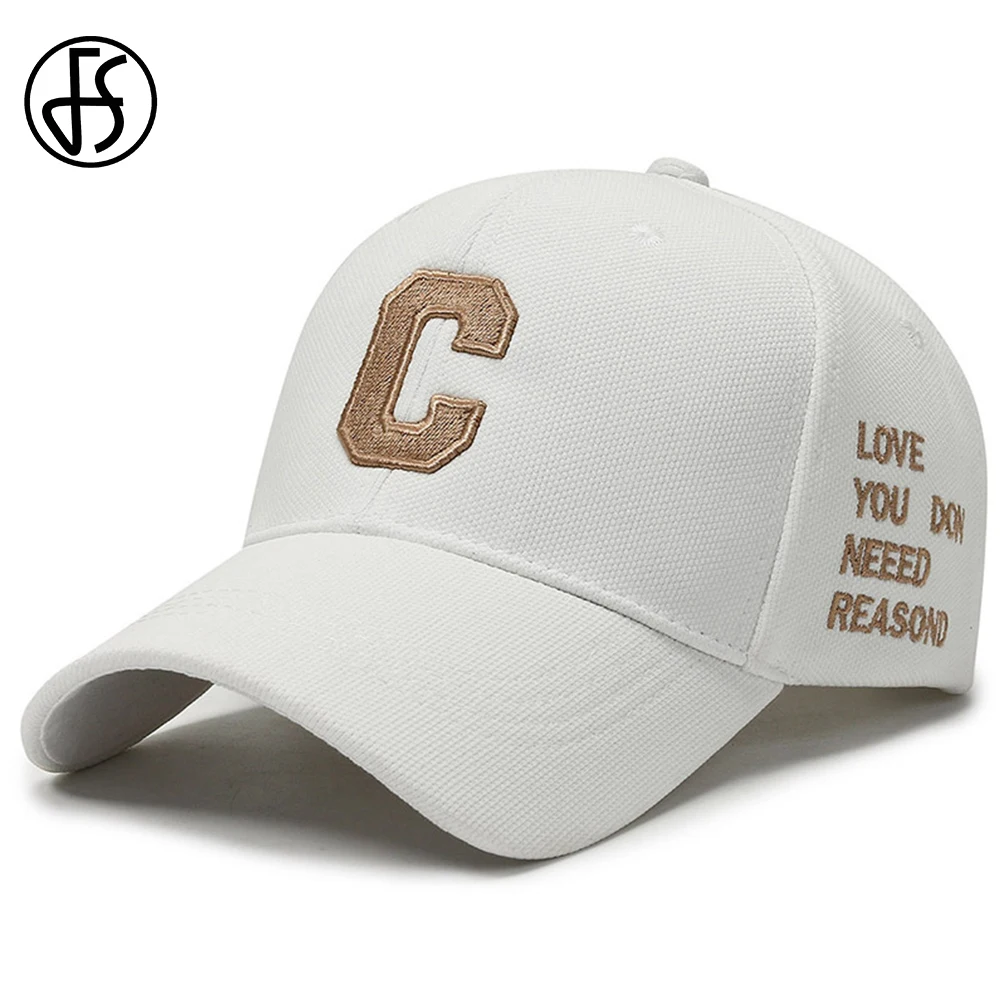 FS White Golden Letter Baseball Hats For Men High Quality Cotton Luxury Brand Women Cap Outdoor Sports Golf Caps Gorras Hombres