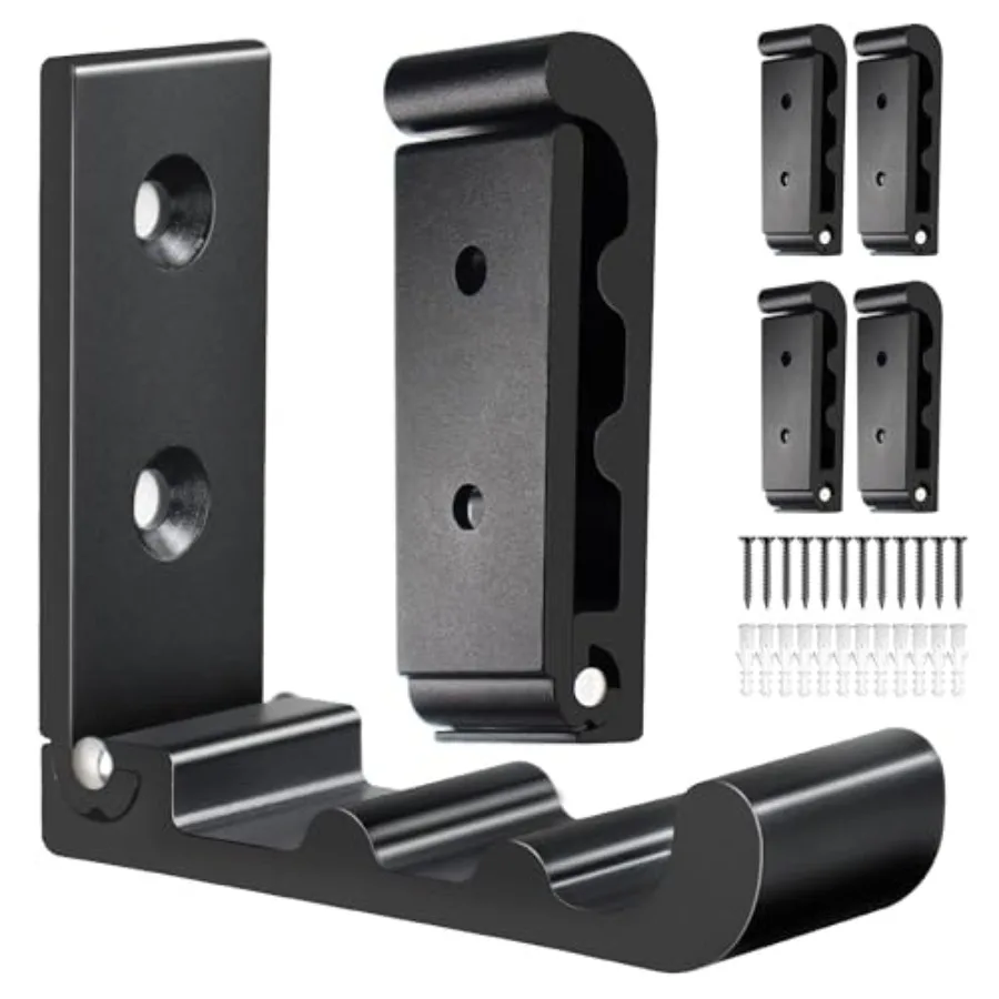 6 PCS Heavy Duty Folding Wall Hooks, Sturdy Black Wall Mounted Hooks for Coats, Towels, Backpacks, Bags, Space Saving Wave Desi
