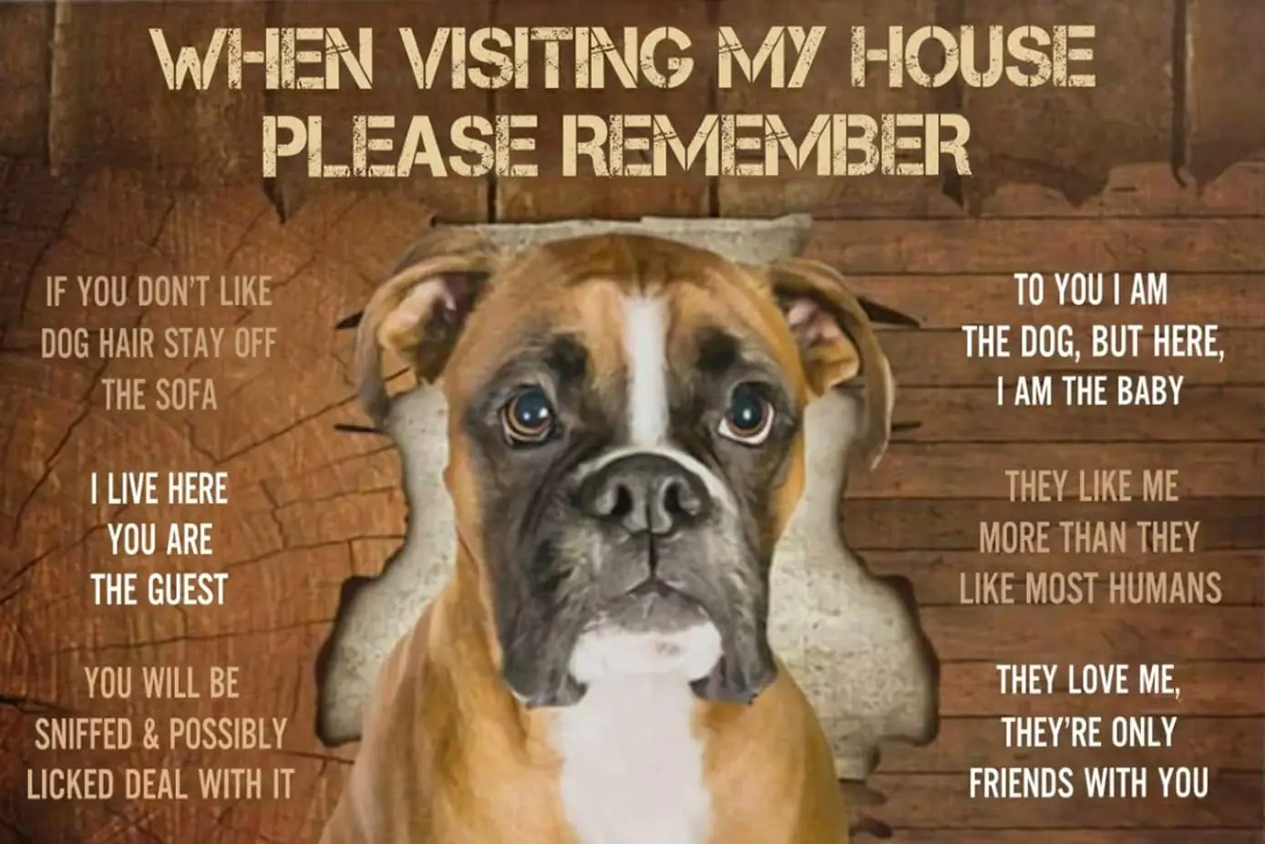 Aluminium Metal Tin Signs Vintage Retro Boxer Dog House Rules When Visiting My House Please Remember Retro Metal Signs Wall