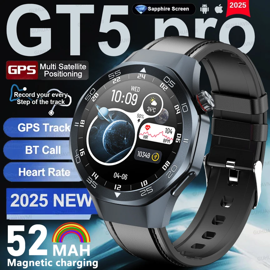 

2025 New outdoor sports Smart Watch Built in GPS Compass IP69K Waterproof Sports tracker Outdoors Military BT call Smart watche