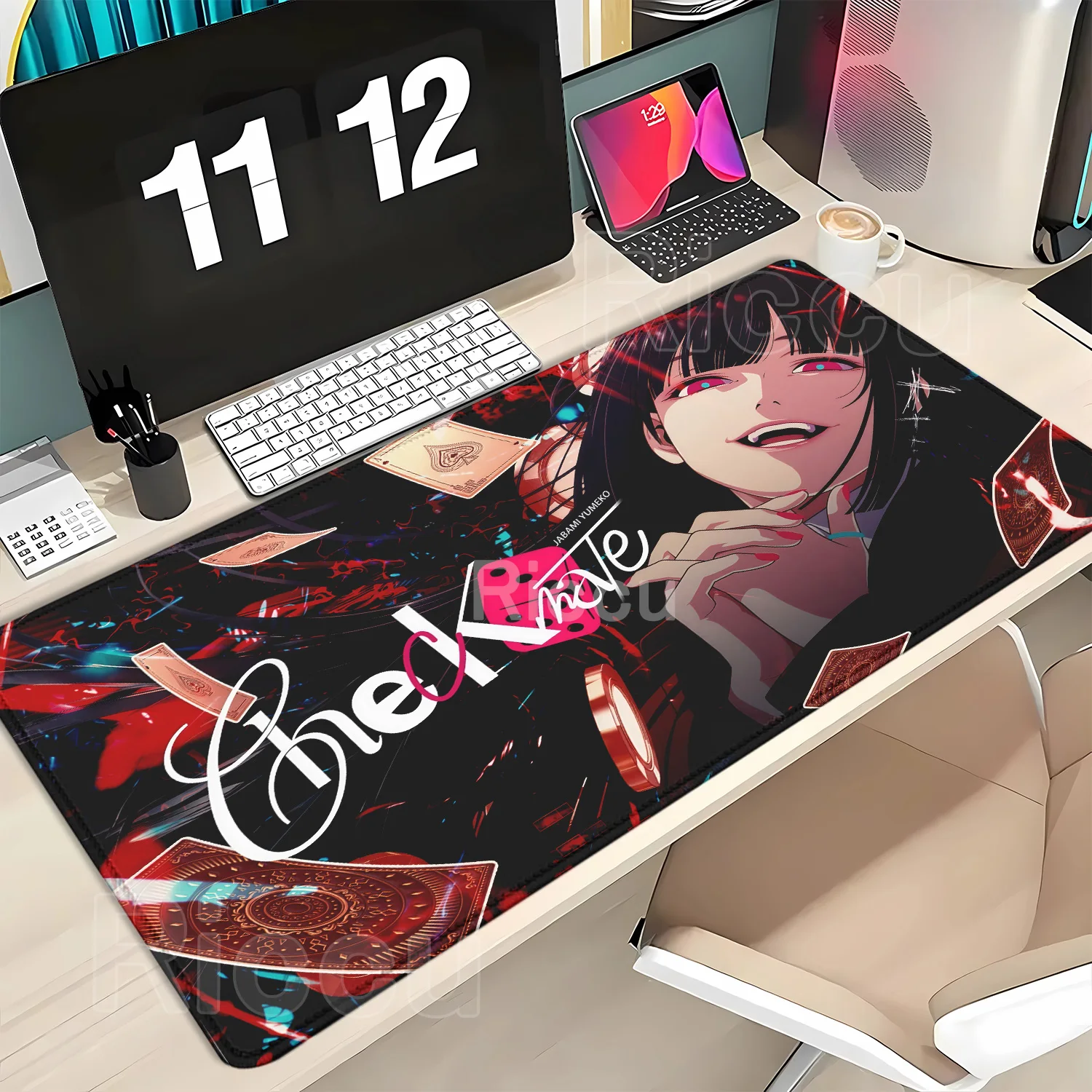 XXL HD Anime Kakegurui Mouse Pad PC Gamers Mechanical Keyboard Playmat Rubber Anti-Slip Locking Edge Durable Table Mats Home Rug
