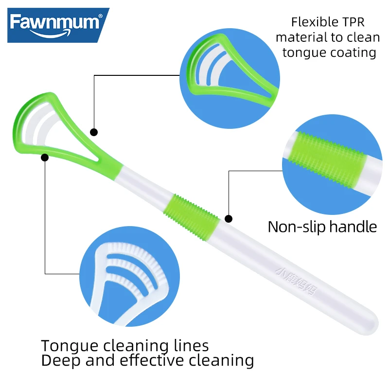 Fawnmum Silicone Tongue Scraper Cleaning Brush Food Grade Oral Care To Keep Fresh Breath 6Color Pack Tongue Clean Tongue Scraper