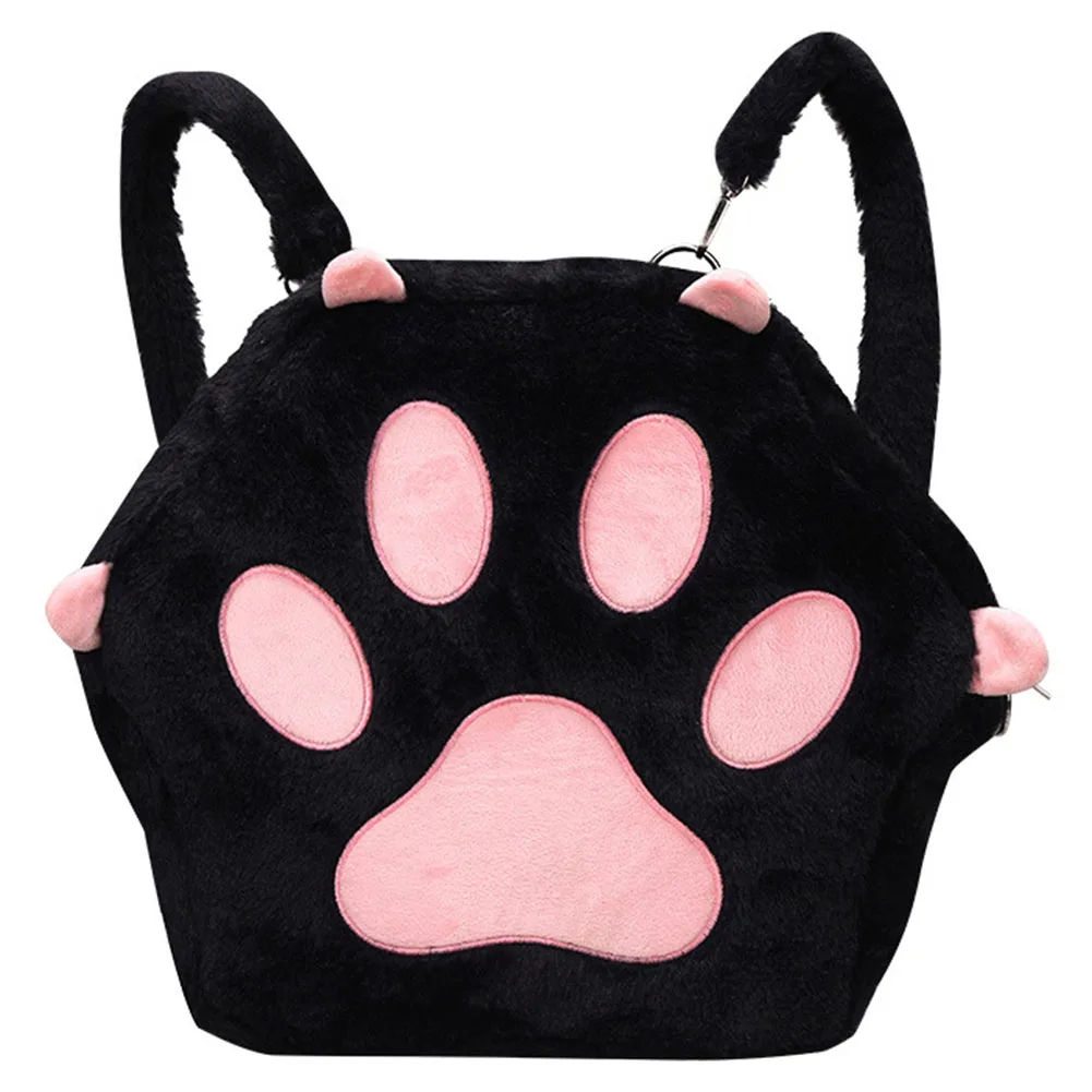 Cute Cat Paw Plush Backpack with Adjustable Straps Sweet School Bag with Zipper JK Girls Bag Cartoon Backpack for Women Girls