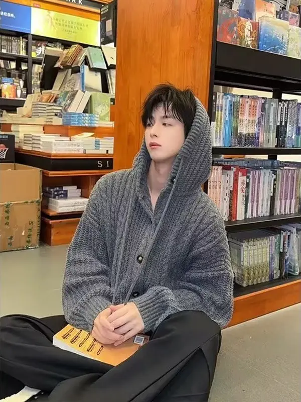 

American Retro Striped Knitted Open Cardigan Loose ex Lazy Sle Long Sve Sweater Coat for Men And Women