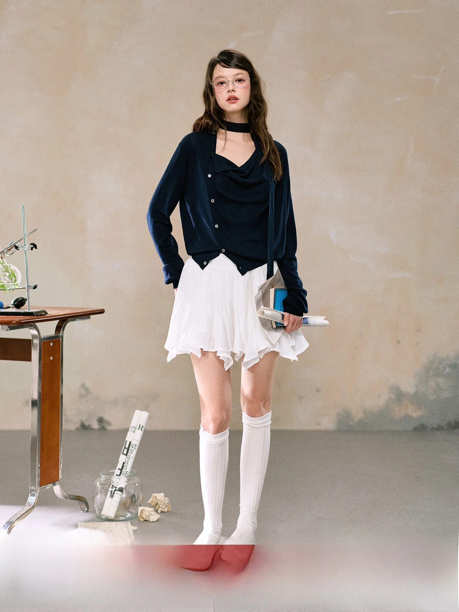 

Романтичная асимметричная юбка макси для женщин, нежный уникальный дизайн, А-силуэт, короткая юбка для повседневной носки, из полиэфирного волокна