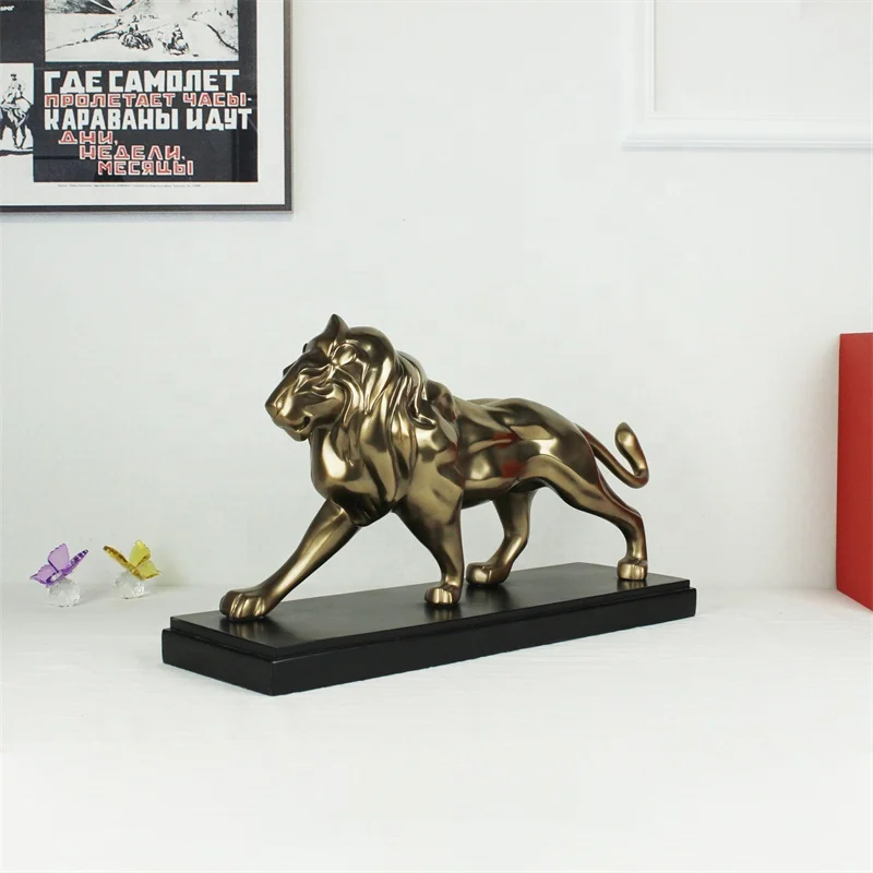 T*& Home Decor Animal Art Sculpture Collection Indoor Ornaments Hand-carved lion Bronze Statue