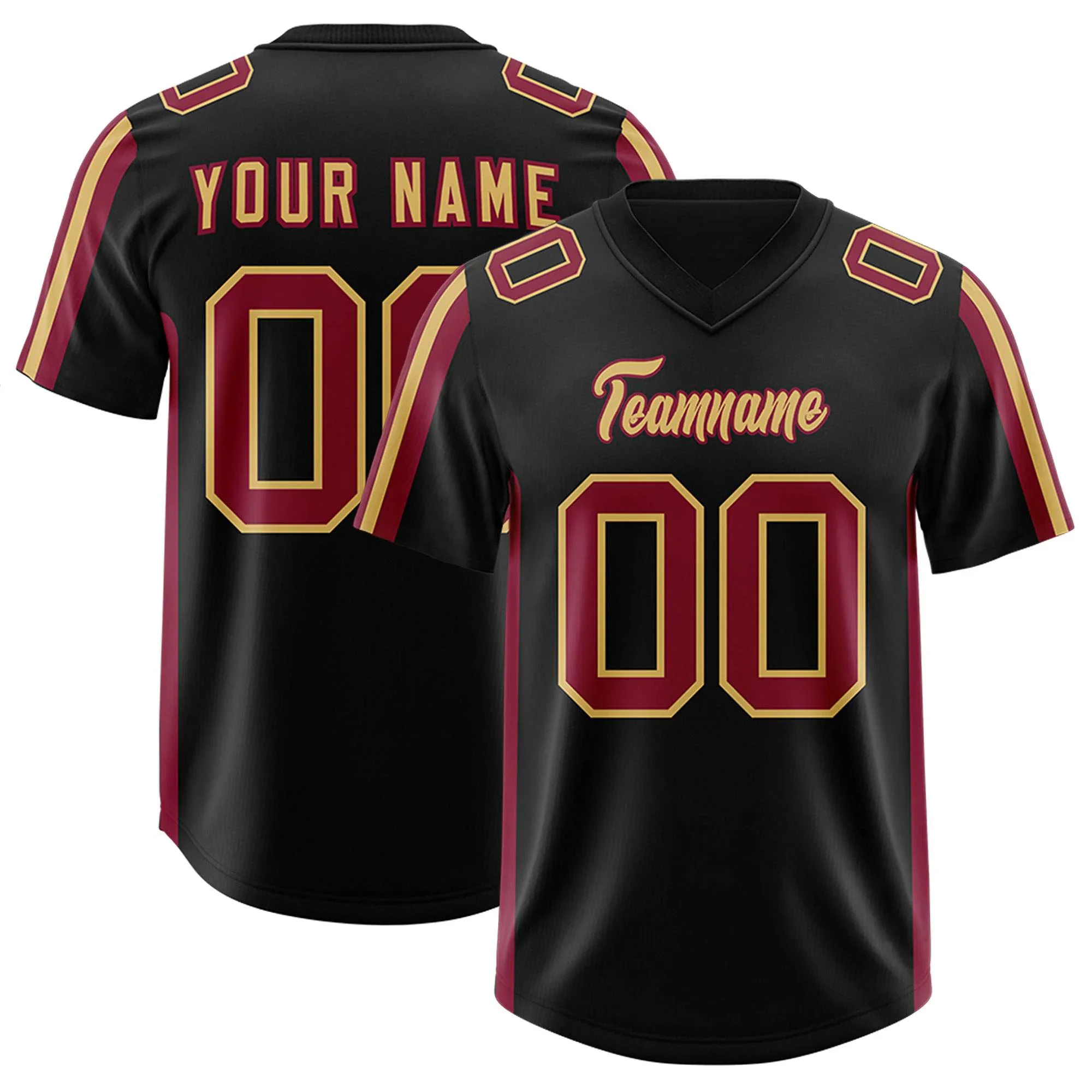 

Custom Side Stripe Pattern Authentic Football Jersey Personlized Team name and you name, number V-Neck T-Shirts