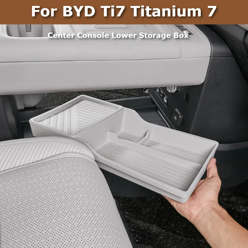 For BYD Ti7 Leopard Titanium 7 Center Console Lower Silicone Storage Box Under Console Organizer Tray with Dividers Car Interior